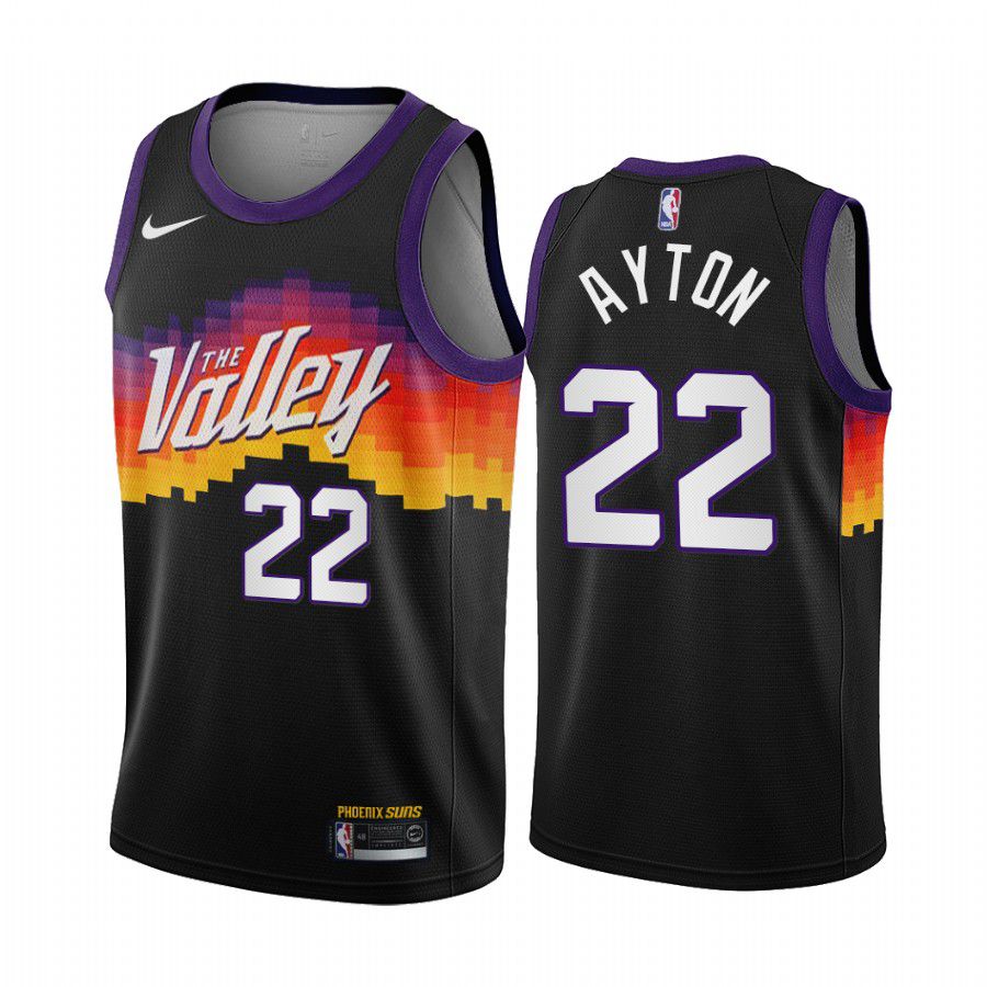 Men Phoenix Suns 22 deandre ayton black city edition the valley 2020 nba jersey